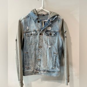 Hollister Denim Men’s Hoodie with cotton grey sleeves